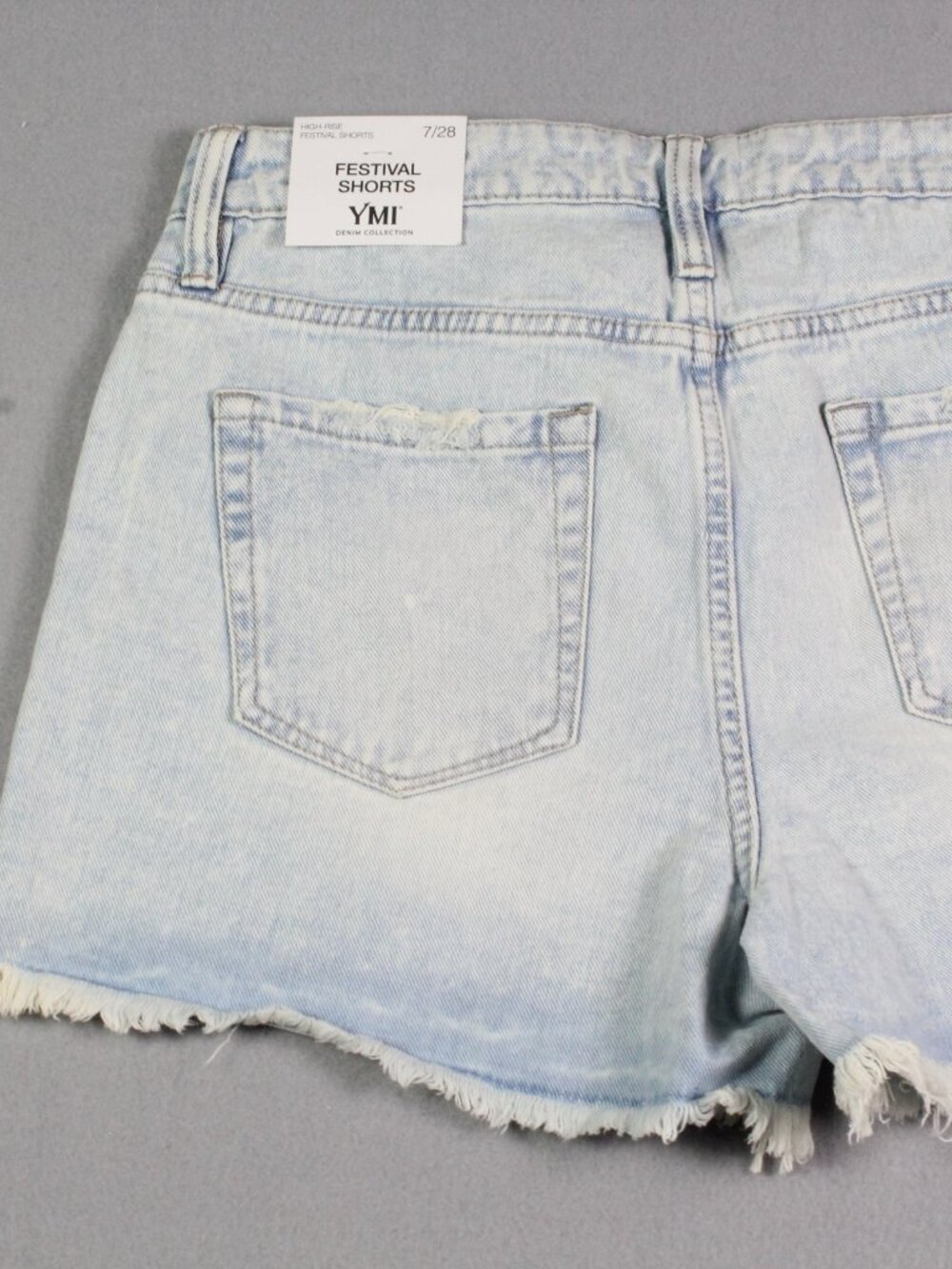 YMI Festival Shorts Women's 7/28 High Rise Light Wash Distressed Cutoff Denim NW - Picture 5 of 7